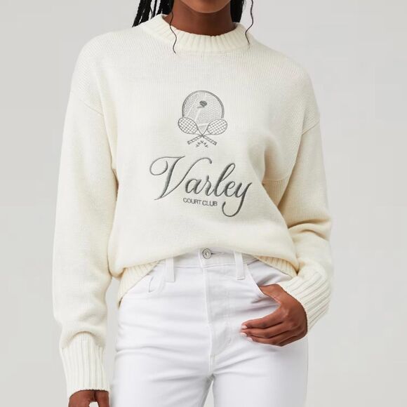 Varley Edie Namesake Court Club Knit Sweater in Egret Cream Size Large - Picture 1 of 8